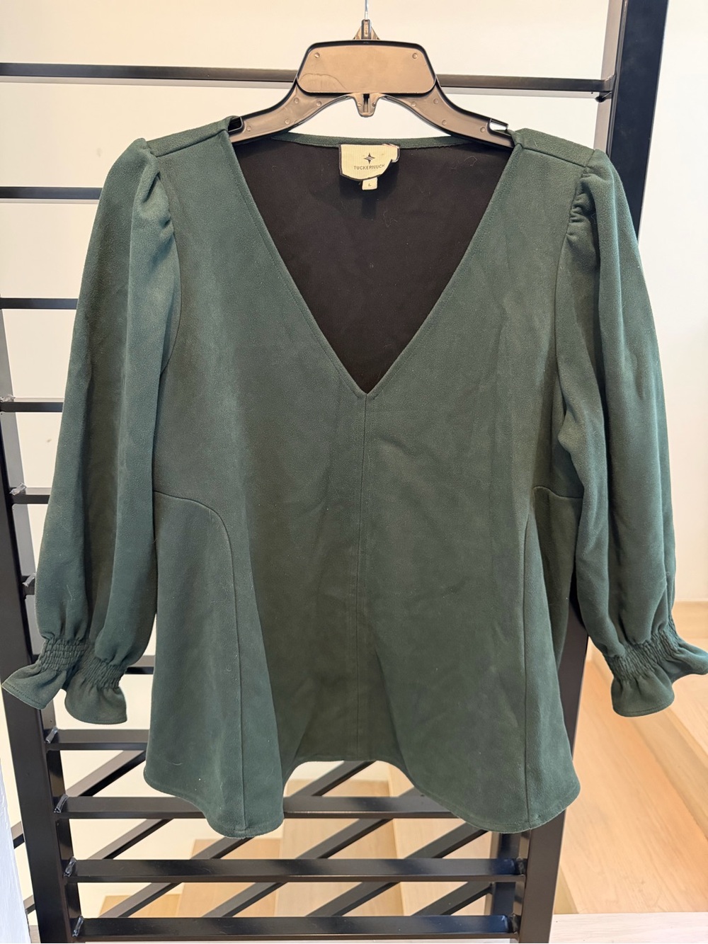 Tuckernuck Deep Green V-Neck Peasant Tunic